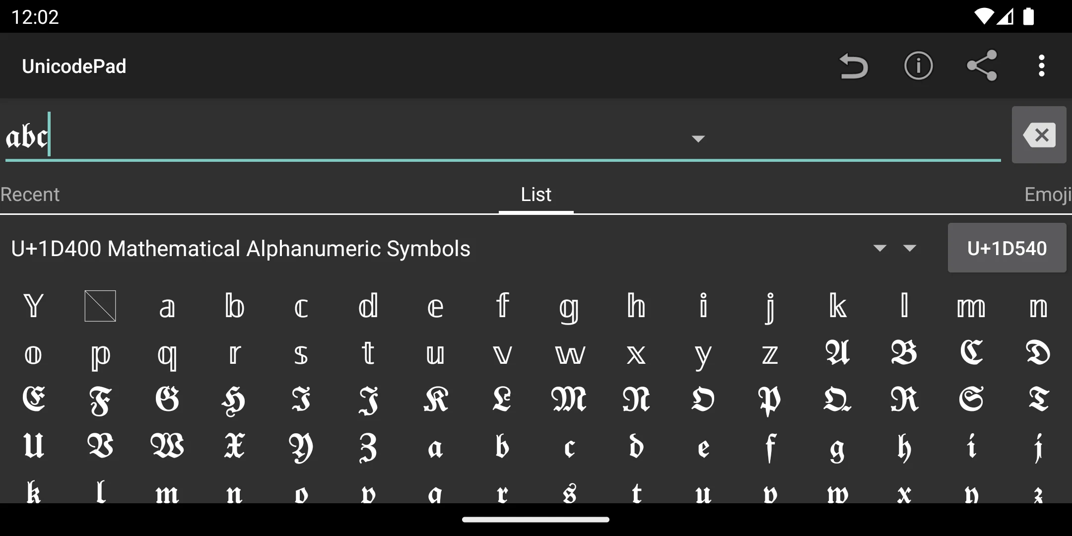 Unicode Pad screenshot