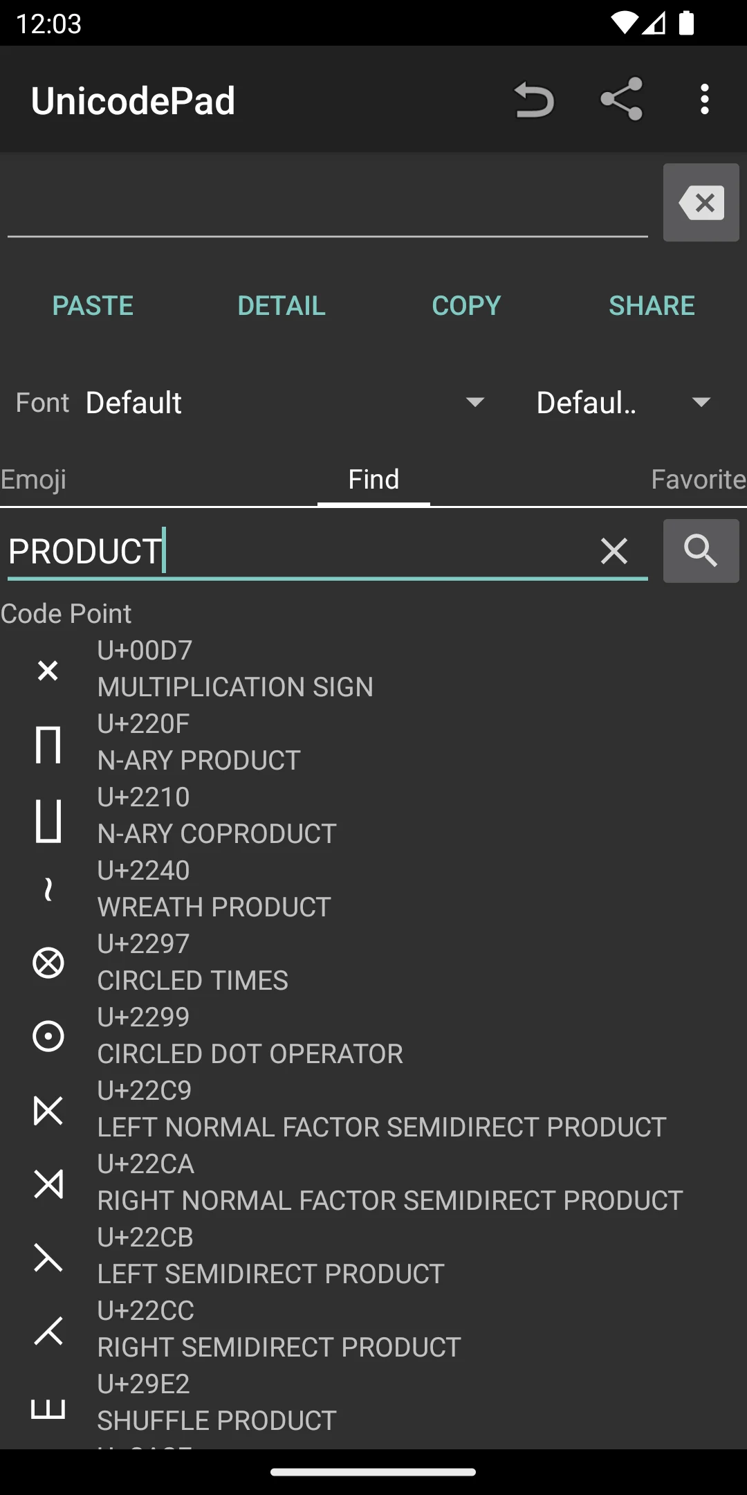 Unicode Pad screenshot