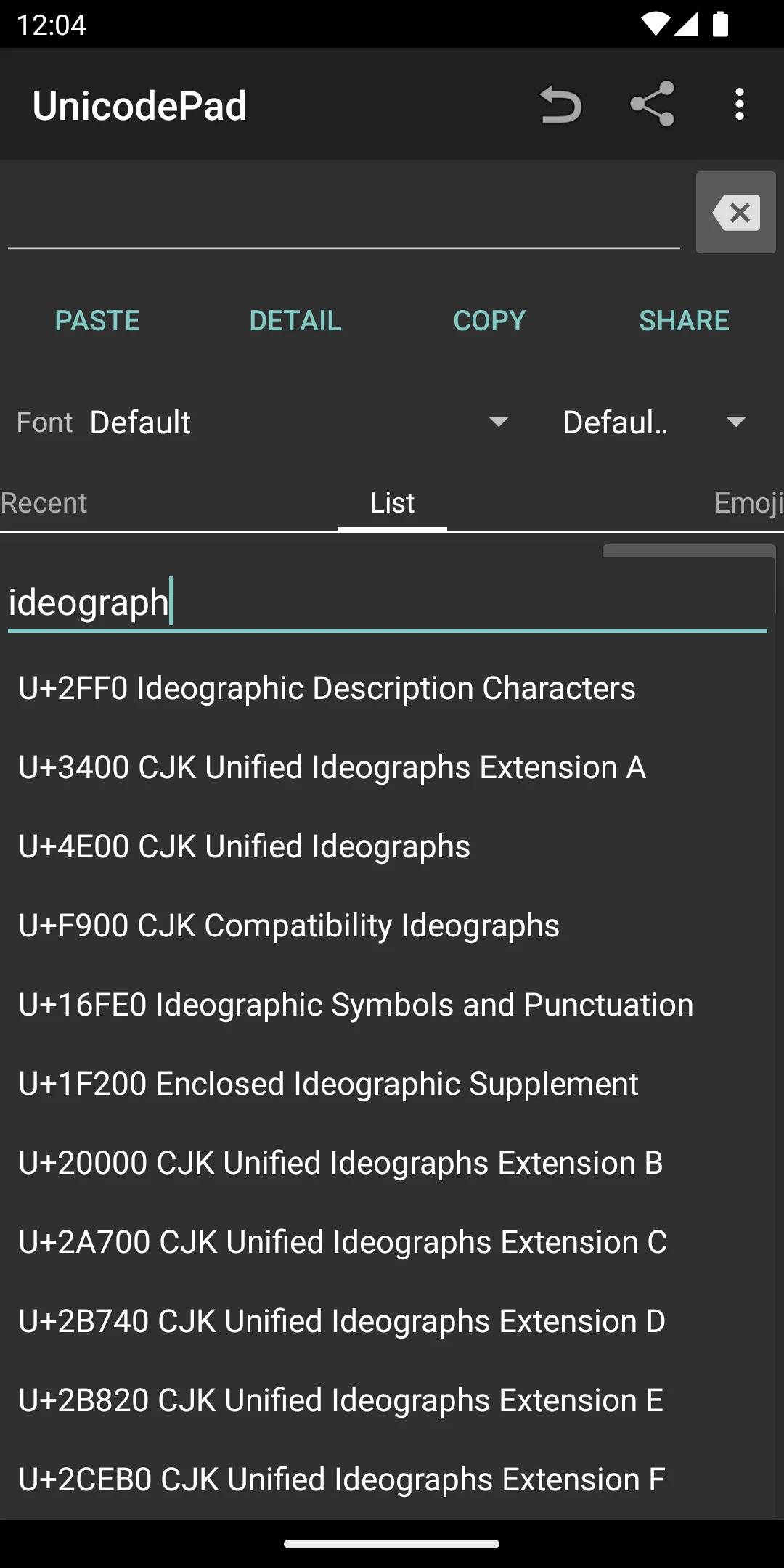 Unicode Pad screenshot